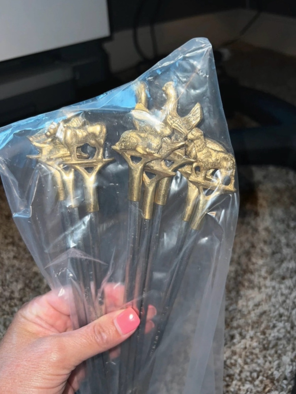 Vintage Turkish Brass and Stainless Steel Skewers 8 piece